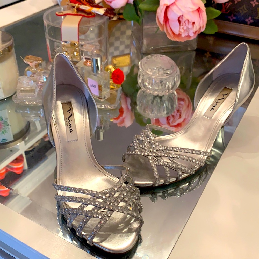 Nina of NY - Silver rhinestone heels